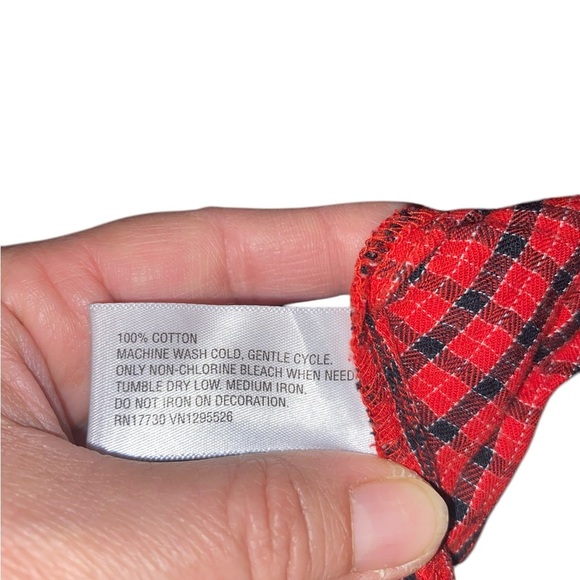 Merona red plaid cotton button down with rose gold sequin collar - Picture 7 of 9